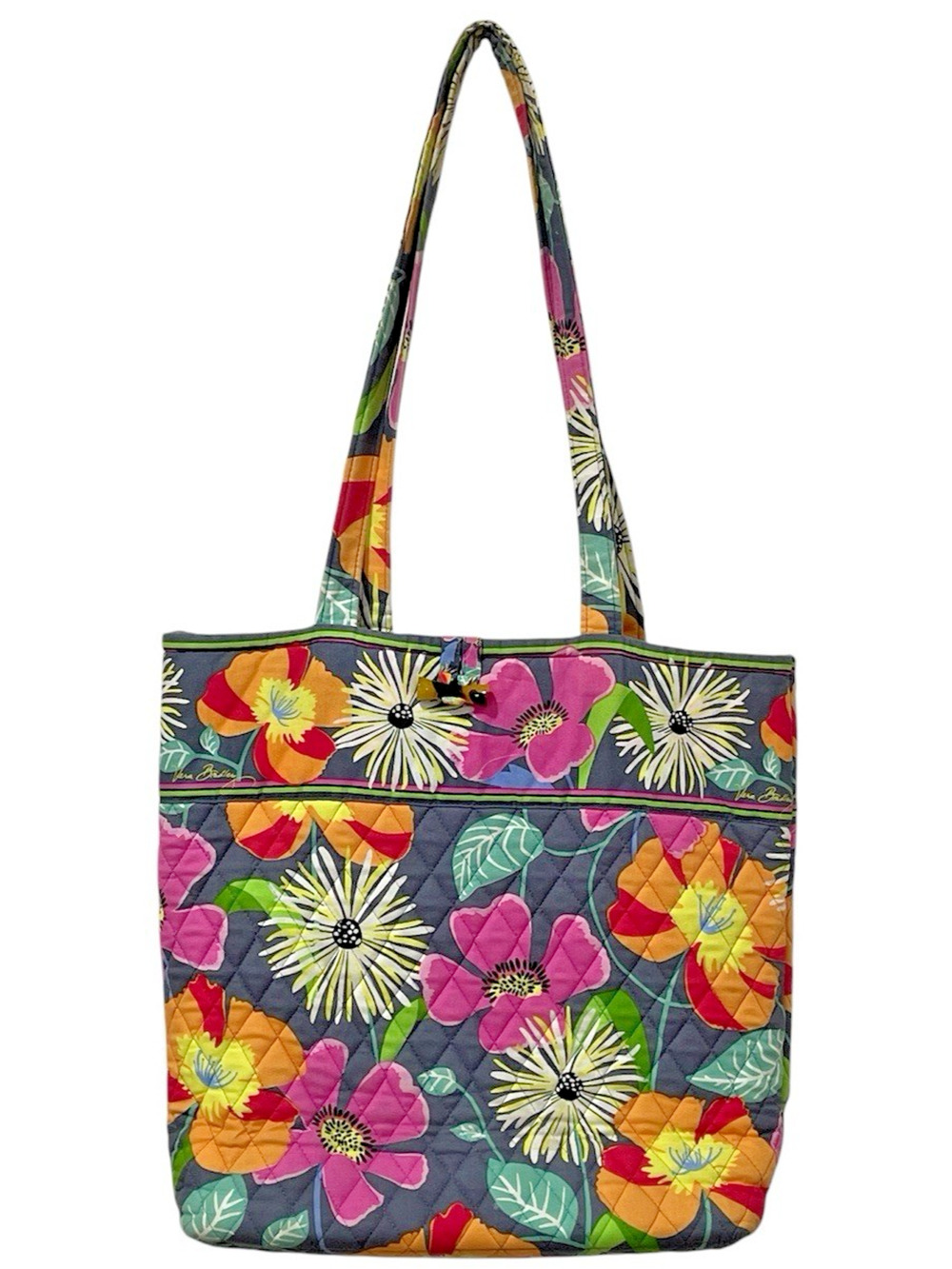 Vera Bradley Tote Quilted Bag Jazzy Blooms Large Toggle Closure Teacher Beach